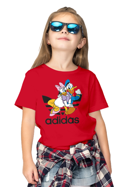 Футболка дитяча з принтом "Adidas Дональд Дак". Adidas, daisy duck, donald duck, адідас, дейзі дак, дональд дак, мультсеріал, мультфільм. 2070702