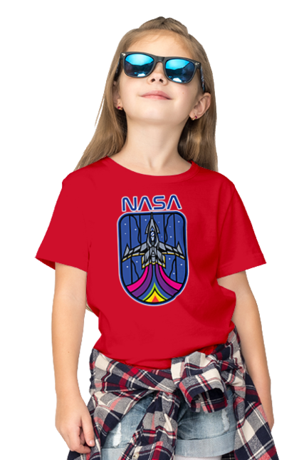 Children's t-shirt with prints NASA. Aeronautics, astronautics, aviation, nasa, research, rocket, science, space, technologies, usa. 2070702