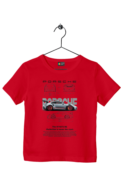 Children's t-shirt with prints Porsche 911 GT3 RS. Auto, automobile, car, porsche, porsche 911, sport, sports car. 2070702