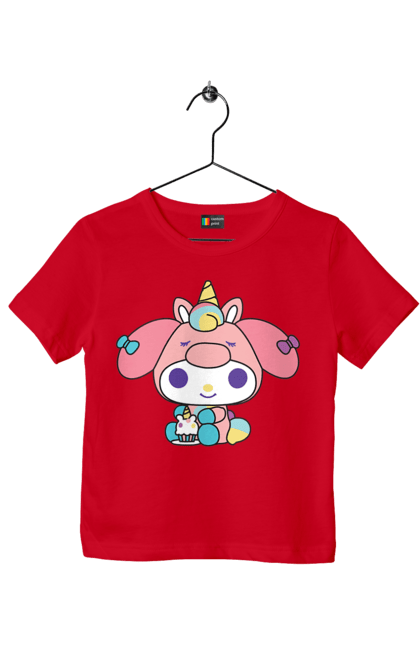 Футболка детская с принтом My Melody. Hello kitty, my melody, sanrio, май мелоди, мелоди, хэллоу китти. 2070702