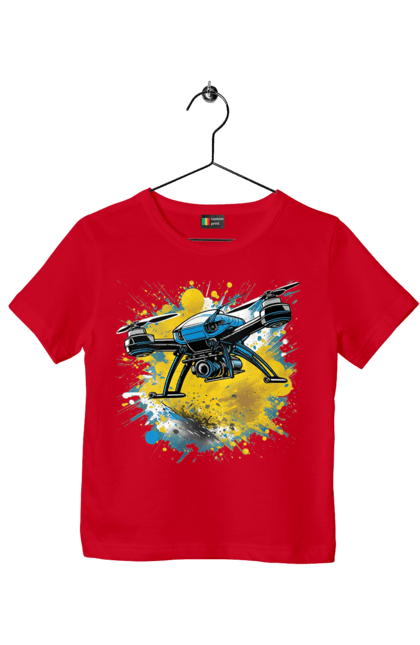 Футболка дитяча з принтом "Дрон". Дрон, зсу, символ україни, україна, фпв дрон. 2070702