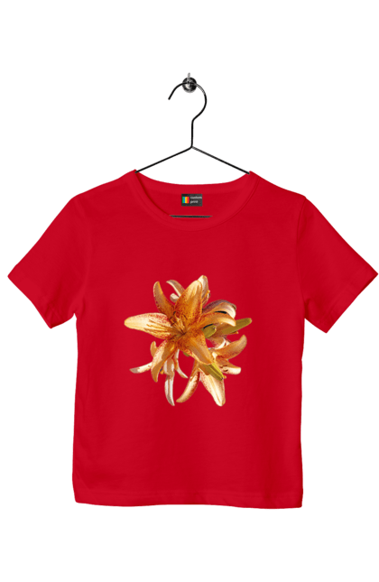 Children's t-shirt with prints Orange lily. Beauty, flower, lily, nature, orange, solar. 2070702