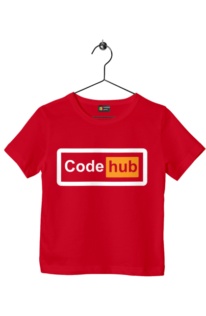 Футболка дитяча з принтом "Код хаб". Айті, айтішник, для айтішника, для програміста, код хаб, подарунок айтішнику, подарунок програмісту, програміст, розробник. 2070702