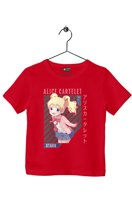 Футболка детская с принтом Золотая мозаика Алиса Картелет. Alice cartelet, anime, kiniro mosaic, kinmoza, manga, алиса, алиса картелет, аниме, золотая мозаика, манга. 2070702