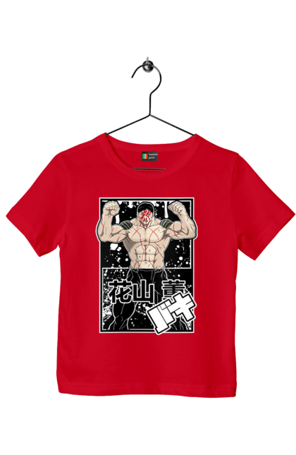 Футболка дитяча з принтом "Боєць Бакі Ханаяма Каору". Anime, baki, baki the grappler, kaoru hanayama, manga, аніме, боєць баки, манга, ханаяма, ханаяма каору. 2070702