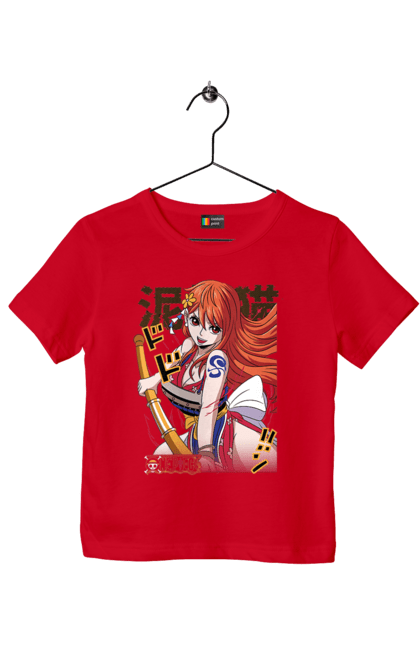 Children's t-shirt with prints One Piece Nami. Anime, cat burglar, manga, nami, one piece, straw hat pirates. 2070702