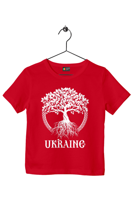 Футболка дитяча з принтом "Дерево Україна". Дерево, дерево з корінням, дерево україна, зсу, патріотична, україна, українська. 2070702