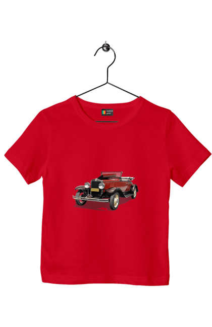 Футболка дитяча з принтом "Авто.4". Авто, професійне фото, ретро авто, фото, червона гамма барв. 2070702