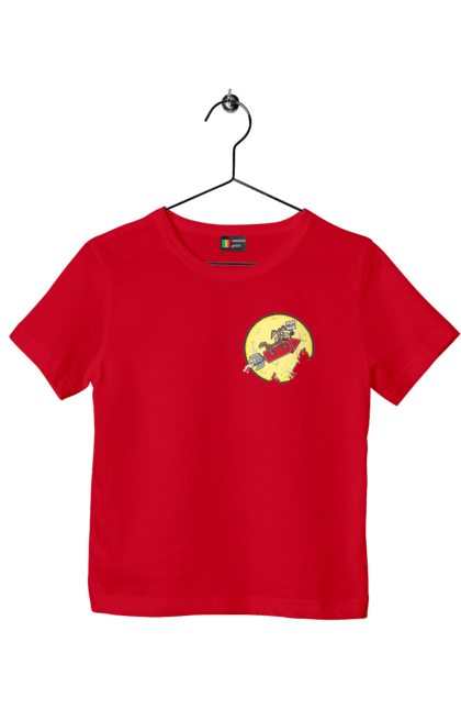 Children's t-shirt with prints Wile E. Coyote. Anti-hero, cartoon character, fast and bold, funny melodies, kayot, north american cayot, thief, villas, wiley, wili kayot. 2070702