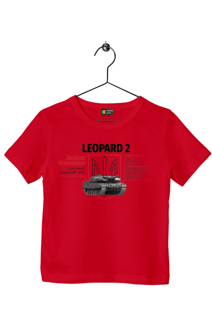 Футболка дитяча з принтом "Leopard 2". Leopard 2, залужний, зброя, танк. 2070702