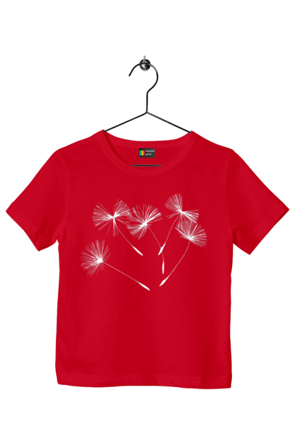 Футболка дитяча з принтом "Насіння кульбаби". Вітер, кульбаба, кульбаби, літають, літо, насіння, політ, природа, сезон. 2070702