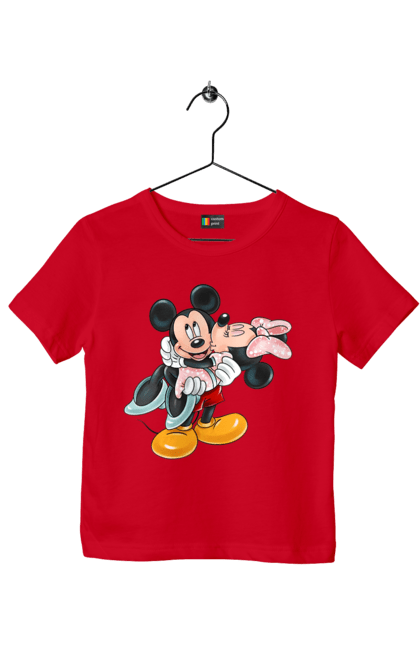 Футболка дитяча з принтом "Міккі Маус та Мінні Маус". Mickey mouse, minnie mouse, дісней, міккі, міккі маус, мінні маус, мультфільм. 2070702