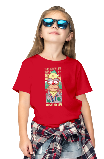 Children's t-shirt with prints THIS IS MY LIFE KRUSTY plus. Clown, krusty, krusty the clown, simpsons. 2070702