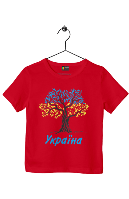 Футболка дитяча з принтом "Синьо жовте дерево Україна". Дерево україна, символ україни, синьо жовте дерево, україна, українська символіка. 2070702
