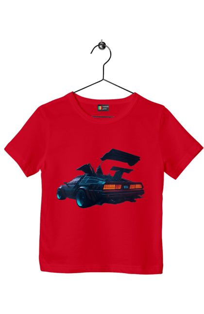 Children's t-shirt with prints DeLorean from back to the future. Car, delorean, from film. 2070702