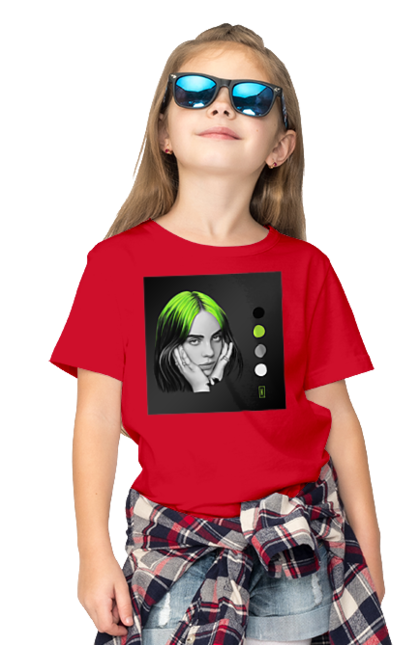 Футболка дитяча з принтом "Біллі Ейліш". Біллі, біллі ейліш, ейліш. 2070702