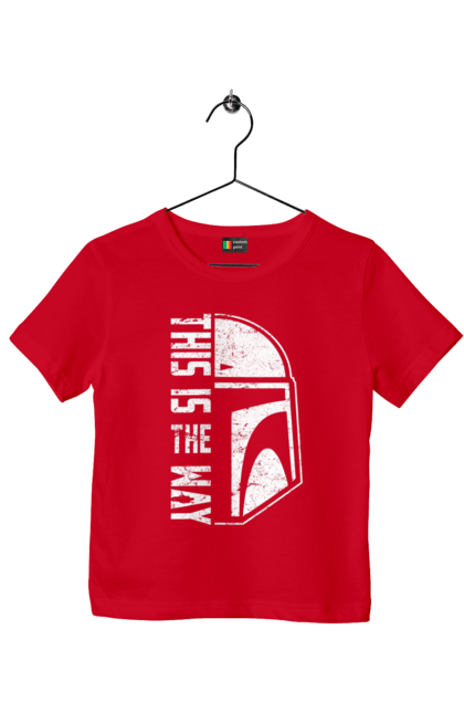 Children's t-shirt with prints This is the way. Baby yoda, cinema, disney, distressed, mandalorian, mandalorian helmet, movies, star wars, television series. 2070702