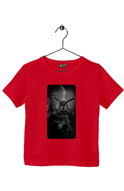 Футболка дитяча з принтом "Слава зсу". Гвинтівка, зброя, літак, перемога, солдат, україна. 2070702