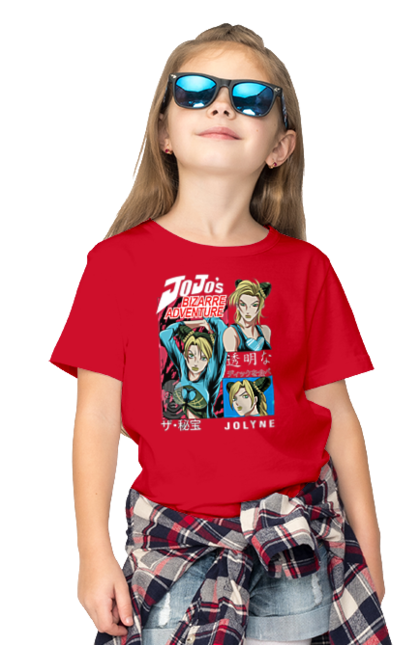 Children's t-shirt with prints JOJO Jolyne Cujoh. Anime, jojo, jojo`s bizarre adventure, jojo’s bizarre adventure, jolyne cujoh, manga. 2070702