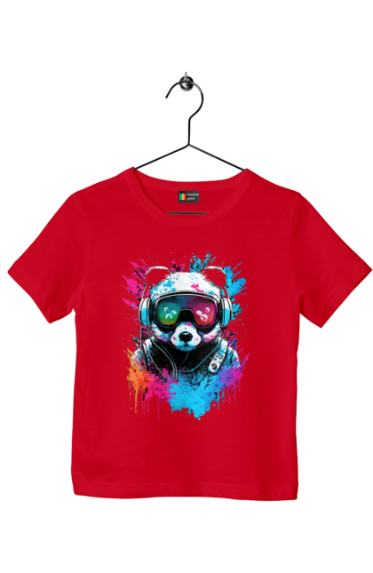 Футболка дитяча з принтом "Панда в VR шолом". Віртуальна реальність, гік, панда, персонаж, шолом. 2070702