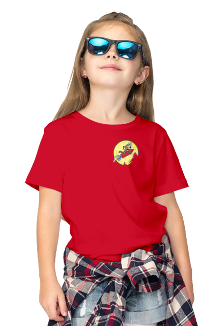 Children's t-shirt with prints Wile E. Coyote. Anti-hero, cartoon character, fast and bold, funny melodies, kayot, north american cayot, thief, villas, wiley, wili kayot. 2070702