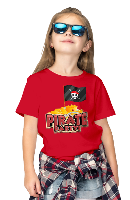 Футболка дитяча з принтом "Піратська вечірка". Дитяча, дитяче свято, для вечірок, для дитячого свята, для дітей, для піратської вечірки, милі, пірат, пірати, піратська вечірка. CustomPrint.market
