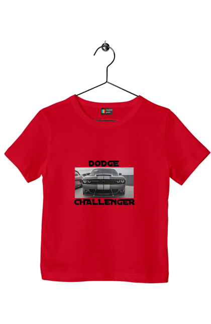 Футболка дитяча з принтом "Додж челенджер". Автомобіль, американська легенда, додж челенджер, культове авто, масл кар, потужний автомобіль. 2070702
