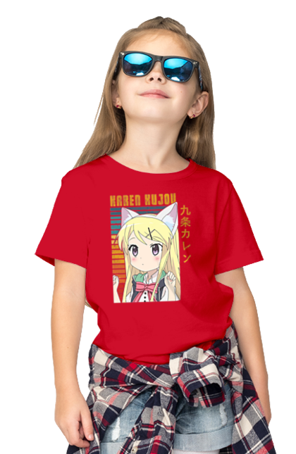 Children's t-shirt with prints Kiniro Mosaic Karen Kujo. Anime, gold mosaic, karen, karen kujo, kiniro mosaic, kinmoza, manga. 2070702