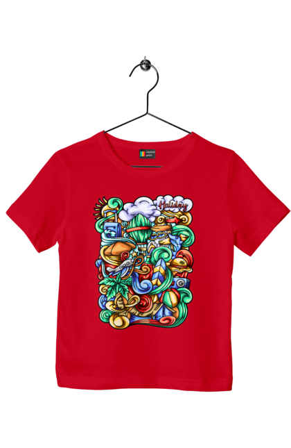 Футболка дитяча з принтом "Канікули відпочинок арт". Відпочинок, канікули, літо, море, пляж, подорож. 2070702