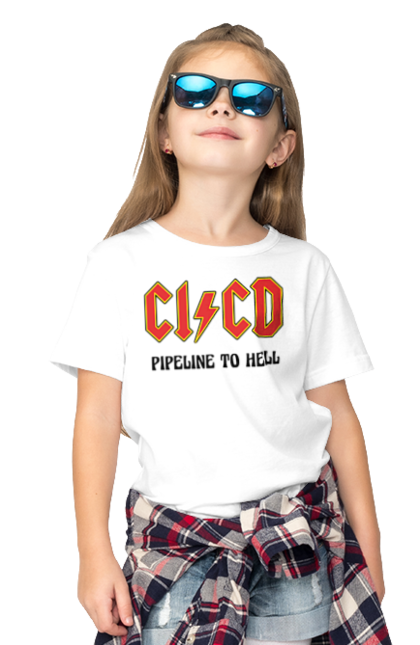 Children's t-shirt with prints CI/CD pipeline to hell. Cicd, cicd pipeline, development, devops, engineer, pipeline, programming, software. 2070702