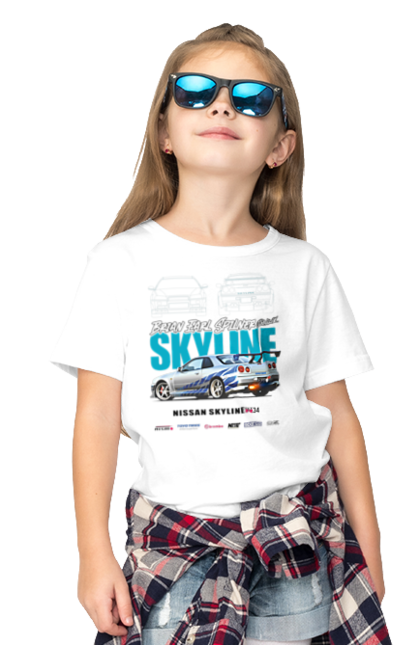 Children's t-shirt with prints Nissan Skyline. Auto, automobile, car, nissan skyline, skyline. 2070702