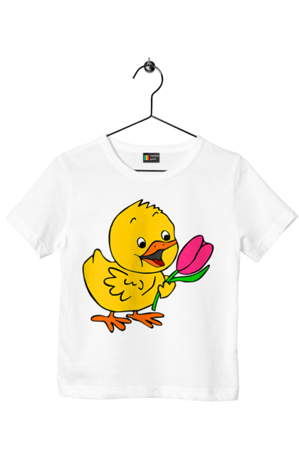 Футболка дитяча з принтом "Курча З Тюльпаном". Курча, тюльпан. 2070702