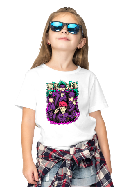 Children's t-shirt with prints Jujutsu Kaisen. Anime, dark fantasy, itadori, jujutsu kaisen, magic battle, manga, mystic, sukuna. 2070702