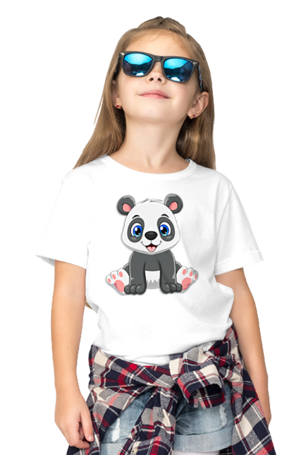 Children's t-shirt with prints Веселий Панда. Animals, bear, children`s, funny panda, panda. CustomPrint.market