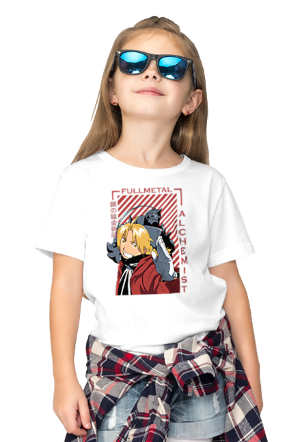 Children's t-shirt with prints Fullmetal Alchemist. Adventures, alphonse elric, anime, edward elric, fullmetal alchemist, light novel, manga, steampunk. 2070702