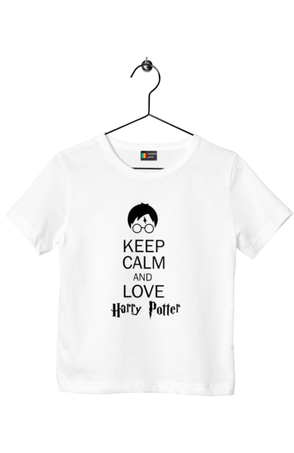 Футболка дитяча з принтом "Keep calm and love Harry Potter". Gryffindor, harry potter, hogwarts, keep calm, гаррі поттер, грифіндор, книга, фільм, франшиза, хогвартс. 2070702