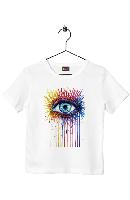 Футболка дитяча з принтом "Барвисто Тече Око". Очей, фарби. 2070702