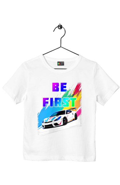 Футболка дитяча з принтом "Гонка". Автомобільний, гонка, спортивна машина, спортивний автомобіль. 2070702