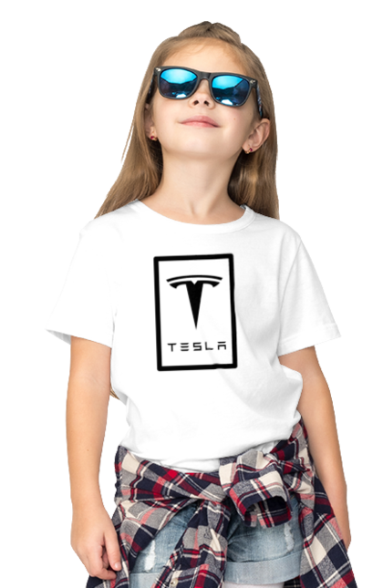 Футболка дитяча з принтом "Тесла". Tesla, илон маск, тесла. PrintMarket - інтернет-магазин одягу та аксесуарів з принтами плюс конструктор принтів - створи свій унікальний дизайн