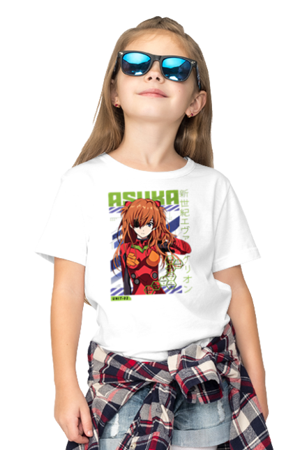 Children's t-shirt with prints Evangelion Asuka. Anime, asuka, asuka langley sorry, eva 02, evangelion, eve, kaoru, manga, ray, shinji. 2070702