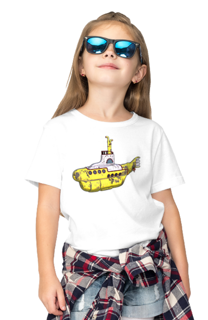 Футболка дитяча з принтом "Жовтий підводний човен". Біт група, бітлз, група, джон леннон, жовта, жовтий підводний човен, знаменита, класика, ливерпуль, музика, підводний човен, покоління, поп, рок, рок н ролл, хіт. ART принт на футболках