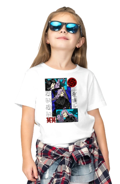 Футболка детская с принтом Магическая битва Мэй Мэй. Anime, jujutsu kaisen, manga, mei mei, аниме, магическая битва, манга, мэй мэй. 2070702