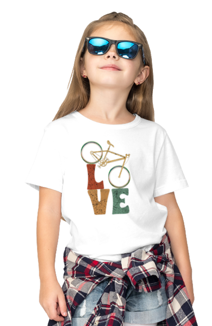 Футболка дитяча з принтом "Велосипед Love". Велик, вело, велогонщик, велосипед, велоспорт, велотуризм, спорт. futbolka.stylus.ua