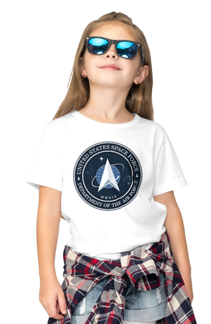 Children's t-shirt with prints United States Space Force. Emblem, political, politics, space, space force, space travel, united states, ussf. 2070702