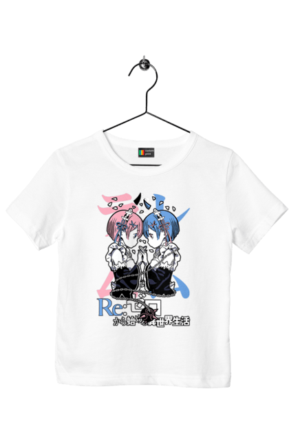 Футболка дитяча з принтом "Re:Zero". Anime, manga, ram, re:zero, rem, аніме, драма, манга, рам, рем. 2070702