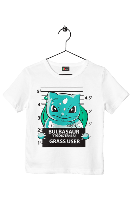 Футболка детская с принтом Покемон Бульбазавр. Bulbasaur, nintendo, pokémon go, аниме, бульбазавр, игры, покемон. 2070702