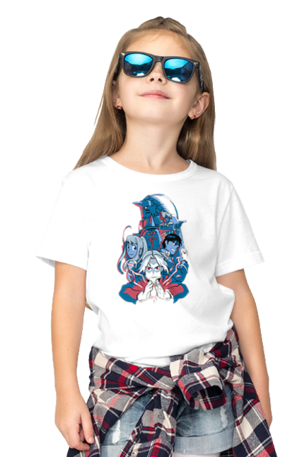 Children's t-shirt with prints Fullmetal Alchemist. Adventures, alphonse elric, anime, edward elric, fullmetal alchemist, light novel, manga, steampunk. 2070702