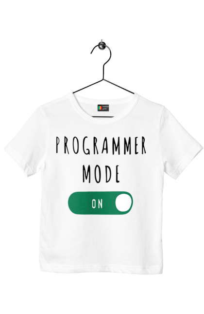 Футболка дитяча з принтом "Режим програміста". Айті, айтішник, для айтішника, для програміста, подарунок айтішнику, подарунок програмісту, програміст, режим програміста, розробник. 2070702