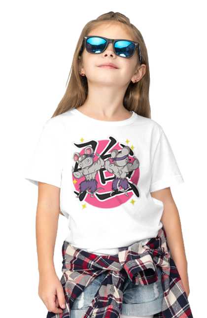 Children's t-shirt with prints Demon Slayer Uzui Tengen's mice. Anime, demon slayer, kimetsu no yaiba, manga, mice, serial, tengen, tengen uzui, uzui. 2070702