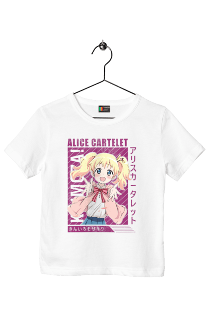 Children's t-shirt with prints Kiniro Mosaic Alice Cartelet. Alice, alice cartelet, anime, gold mosaic, kiniro mosaic, kinmoza, manga. 2070702